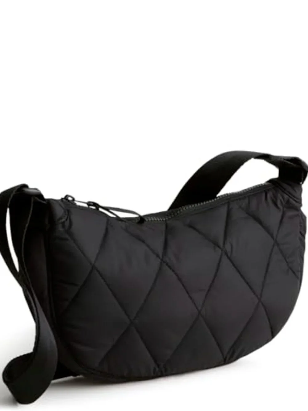 Water Resistant Recycled Nylon Quilted Sling Crossbody with Adjustable Strap